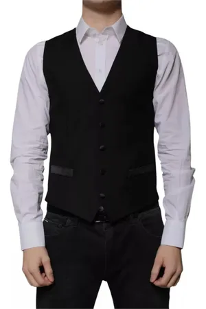 Dolce & Gabbana Homme, Costumes, Noir, Taille: M Gilet de Costume en Laine Noire