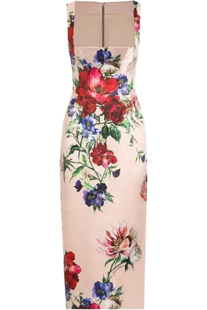 Dolce & Gabbana Femme, Robes, Multicolore, Taille: 36 FR Robe Beige Sans Manches à Col Carré