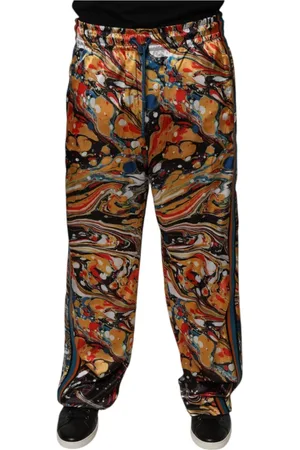 Dolce & Gabbana Homme, Pantalons, Multicolore, Taille: L Pantalon de Survêtement en Satin Marbré Multicolore