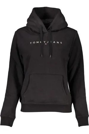 Tommy Hilfiger Femme, Sweatshirts et sweats à capuche, Noir, Taille: 40 FR Sweat à Capuche en Coton Noir avec Broderie Logo