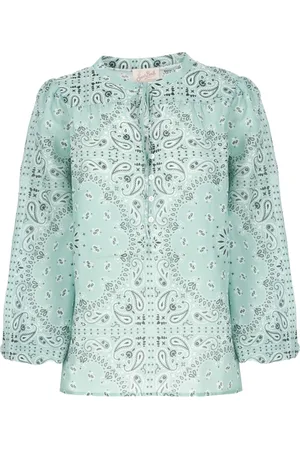 MC2 SAINT BARTH Femme, Blouses et Chemises, Vert, Taille: 38 FR Chemisier en Coton Vert avec Motif Bandanna