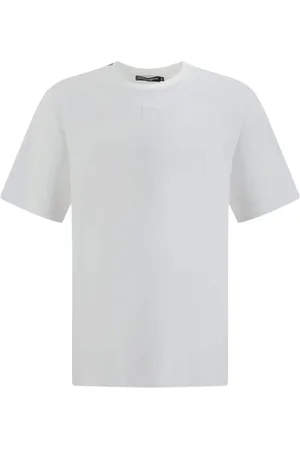 Dolce & Gabbana Homme, Tops, Blanc, Taille: M T-shirt monochrome avec logo