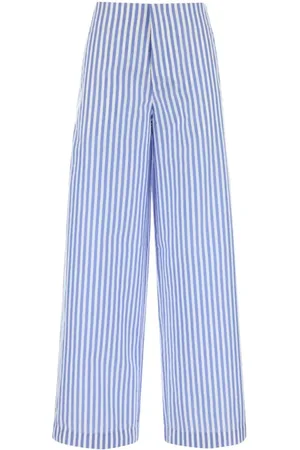 Serafini Femme, Pantalons, Bleu, Taille: 38 FR Pantalon en Popeline Brodé