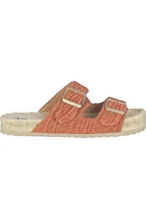 MANEBI Femme, Chaussures, Brun, Taille: 37 EU Sandalette en Rafia avec Boucles Satinées Réglables