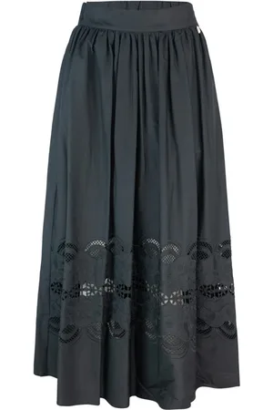 Liu Jo Femme, Jupes, Noir, Taille: 40 FR Jupe noire en popeline de coton brodée