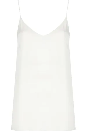 ANTONELLI Femme, Tops, Blanc, Taille: 40 FR Haut en Soie Ivoire avec Large Encolure
