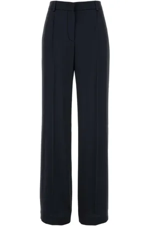 Alberta Ferretti Femme, Pantalons, Bleu, Taille: 40 FR Pantalon large en satin bleu marine