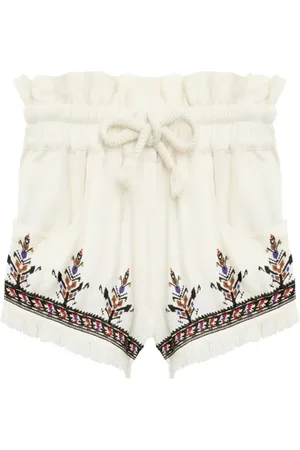 Isabel Marant Femme, Shorts, Blanc, Taille: 36 FR Shorts Brodés à Bord Effiloché
