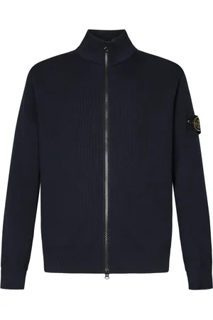 Stone Island Homme, Pulls, Bleu, Taille: S Pull à Fermeture Éclair Bleu Côtelé