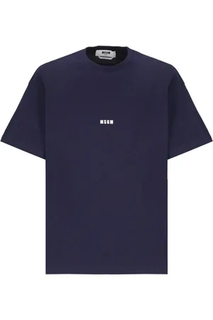 Msgm Homme, Tops, Bleu, Taille: S T-shirt en Coton Bleu avec Logo