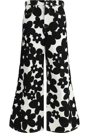 Marni Femme, Pantalons, Multicolore, Taille: 38 FR Pantalon Évasé avec Grand Motif Floral