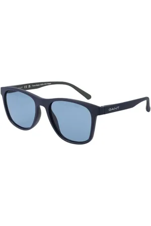 GANT Homme, Accessoires, Bleu, Taille: ONE Size Lunettes de Soleil Carrées Bleues avec Protection UV