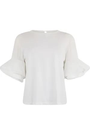 Liu Jo Femme, Blouses et Chemises, Blanc, Taille: 38 FR T-shirt à volants pour femmes