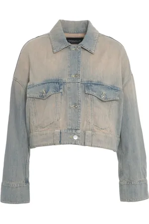 Dondup Femme, Vestes, Bleu, Taille: 38 FR Veste en Denim Courte Fermeture à Boutons Logo