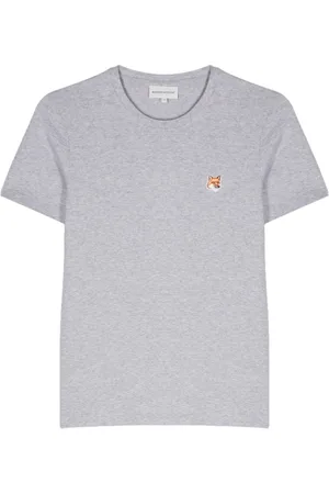 Maison Kitsuné Femme, Tops, Gris, Taille: 36 FR T-shirt Gris avec Motif Renard en Coton