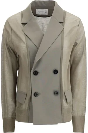 SACAI Femme, Costumes, Gris, Taille: 40 FR Blazer à double boutonnage avec poignets côtelés