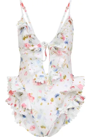 ZIMMERMANN Femme, Maillots de bain, Multicolore, Taille: 40 FR Robe à volants cascade