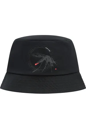 Random Identities Homme, Accessoires, Noir, Taille: L Chapeau seau en coton avec impression frontale