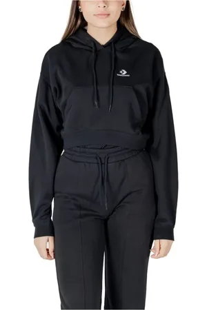 Converse Femme, Sweatshirts et sweats à capuche, Noir, Taille: 42 FR Pull en Coton Noir avec Design Étoile Chevron