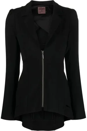 Jean Paul Gaultier Femme, Vestes, Noir, Taille: 38 FR Veste de costume noire brodée