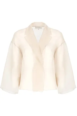 ANTONELLI Femme, Vestes, Rose, Taille: 36 FR Veste en Soie Rose avec Col Revers