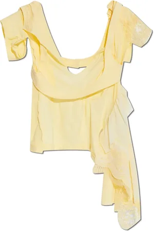Dsquared2 Femme, Blouses et Chemises, Jaune, Taille: 40 FR Haut avec insert en dentelle
