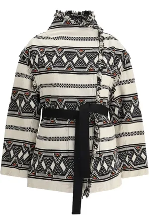 Isabel Marant Femme, Vestes, Noir, Taille: 36 FR Veste avec motif géométrique et bords effilochés