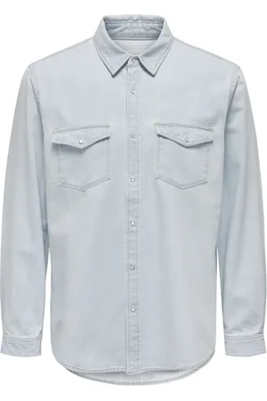 Only & Sons Homme, Chemises, Bleu, Taille: M Chemise en denim avec style 3247