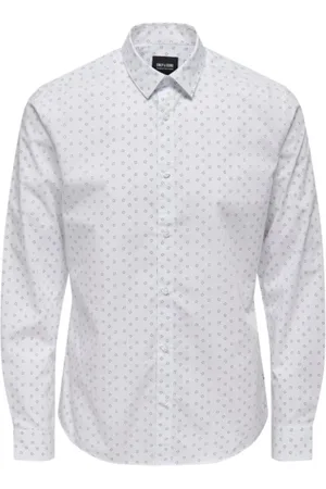 Only & Sons Homme, Chemises, Blanc, Taille: 2XL Chemise Slim Fit en Popeline Ditsy