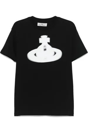 Vivienne Westwood Homme, Tops, Noir, Taille: 2XL T-shirt Classique Noir avec Imprimé Orb