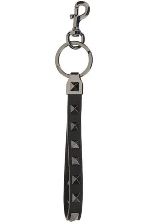 VALENTINO GARAVANI Homme, Accessoires, Noir, Taille: ONE Size Porte-clés en Cuir Rockstud Noir