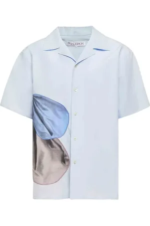 J.W.Anderson Homme, Chemises, Bleu, Taille: M Chemise à Manches Courtes Brodé