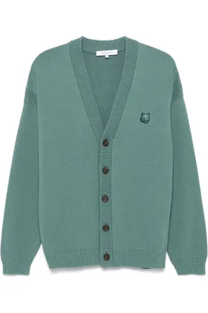 Maison Kitsuné Homme, Pulls, Vert, Taille: S Cardigan Pull Vert Design Élégant