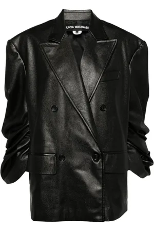 JUNYA WATANABE Homme, Vestes, Noir, Taille: L Veste Noire Oversize en Similicuir