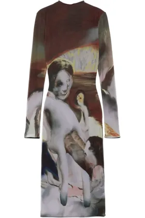 MUGLER Femme, Robes, Multicolore, Taille: 40 FR Sunset Sees Mesh Robe Dress