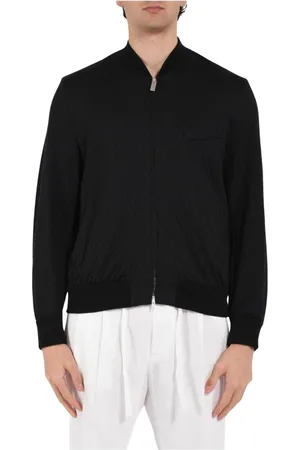 Paolo Pecora Homme, Vestes, Noir, Taille: XL Bomber à fermeture éclair avec bordures côtelées