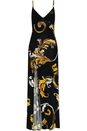 VERSACE Femme, Robes, Noir, Taille: 38 FR Robe avec fente frontale