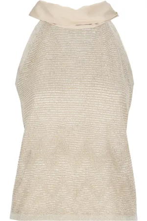 D.EXTERIOR Femme, Tops, Jaune, Taille: 38 FR Haut en viscose dorée avec détails en lurex