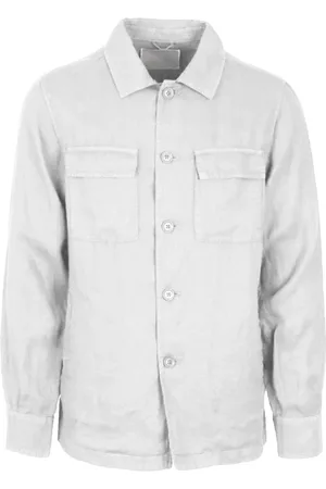 At.p.Co Homme, Vestes, Gris, Taille: XL Chemise Blanche en Lin avec Poches