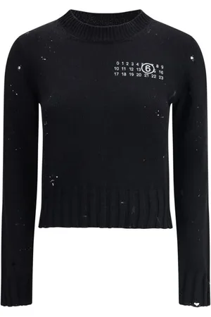 Maison Margiela Femme, Pulls, Noir, Taille: 40 FR Pull Grunge avec Style Urbain