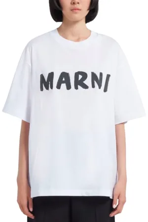 Marni Femme, Tops, Blanc, Taille: 36 FR T-shirt Blanc Logo