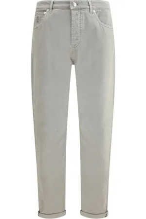 Brunello Cucinelli Homme, Pantalons, , Taille: M Jean en coton classique avec ourlet retourné