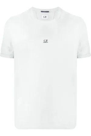 C.P. Company Homme, Tops, Blanc, Taille: M T-shirt Blanc en Coton avec Logo
