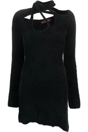 OTTOLINGER Femme, Robes, Noir, Taille: 38 FR Robe Mini Croisée en Tricot Noir