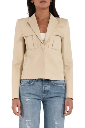 Patrizia Pepe Femme, Vestes, , Taille: 38 FR Veste Slim Fit en Coton avec Revers