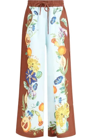 ALÉMAIS Femme, Pantalons, Multicolore, Taille: 42 FR Pantalon Large Floral avec Cordon