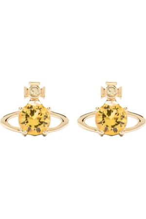 Vivienne Westwood Femme, Accessoires, Jaune, Taille: ONE Size Boucles doreilles Or Topaze
