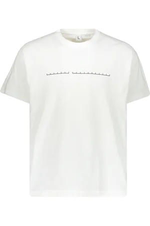 Random Identities Homme, Tops, Blanc, Taille: S T-shirt en coton à col rond côtelé