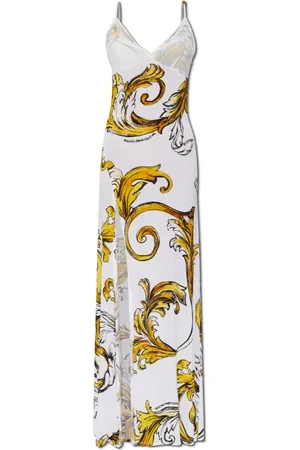 VERSACE Femme, Robes, Blanc, Taille: 40 FR Robe avec fente avant