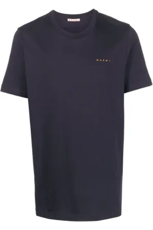 Marni Homme, Tops, Bleu, Taille: XL T-shirt Logo Bleu et Noir